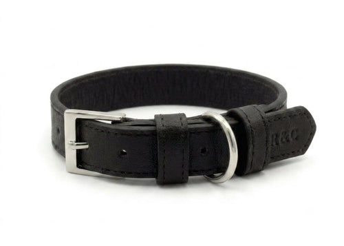 Black Leather Dog Collar