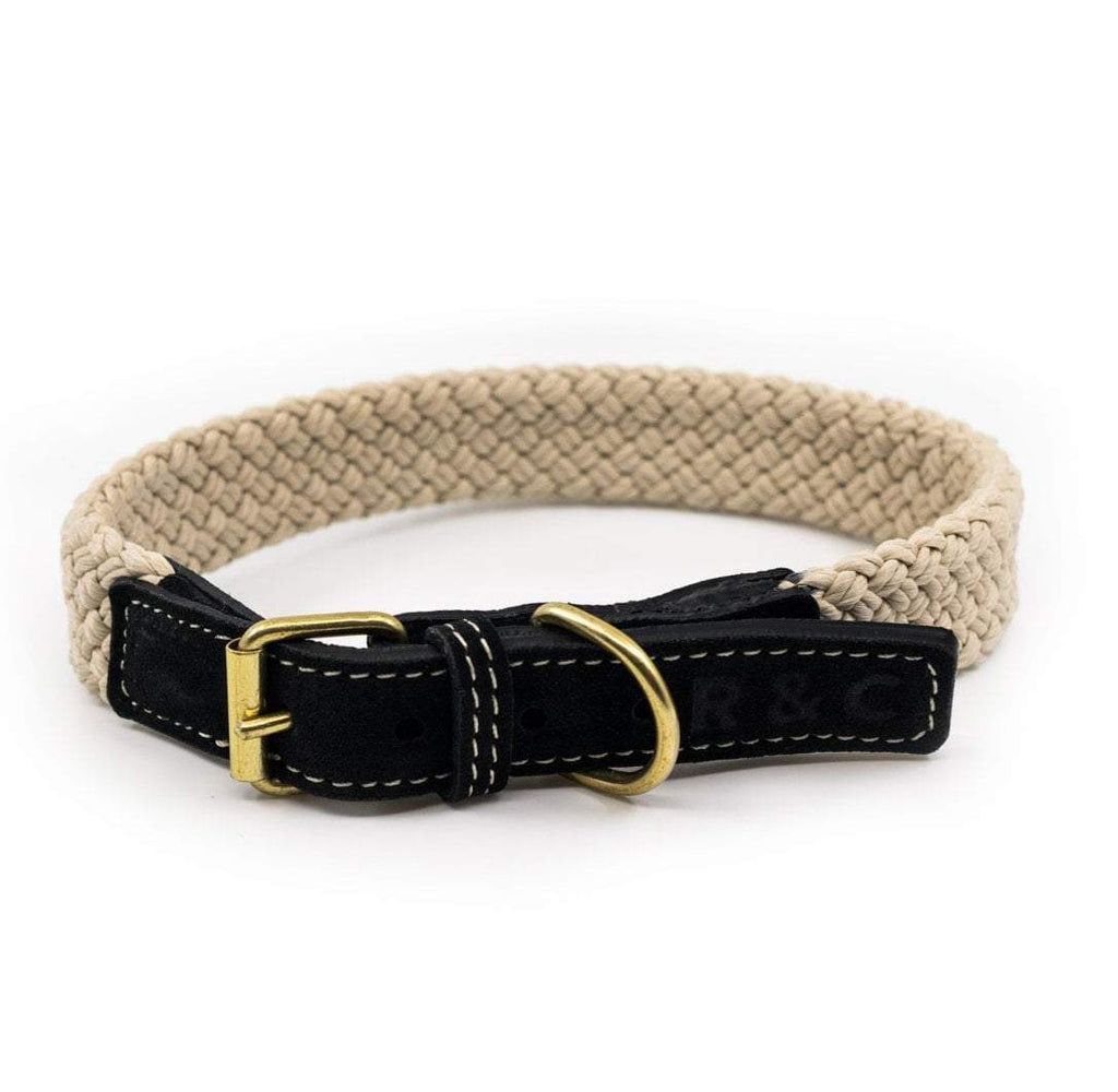 Flat Rope Dog Collar - Black