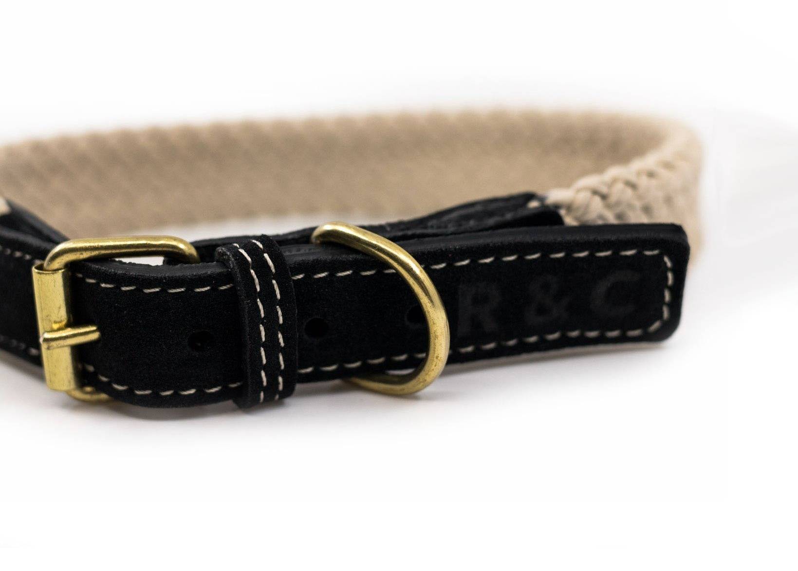 Flat Rope Dog Collar - Black