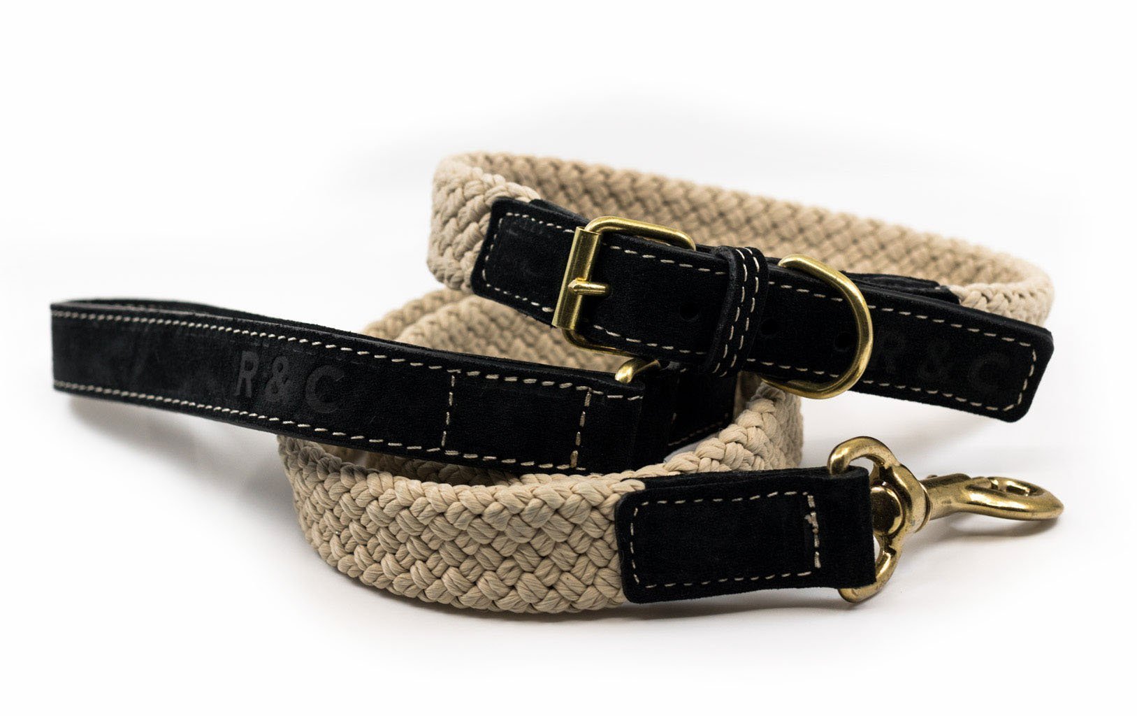 Flat Rope Dog Collar - Black