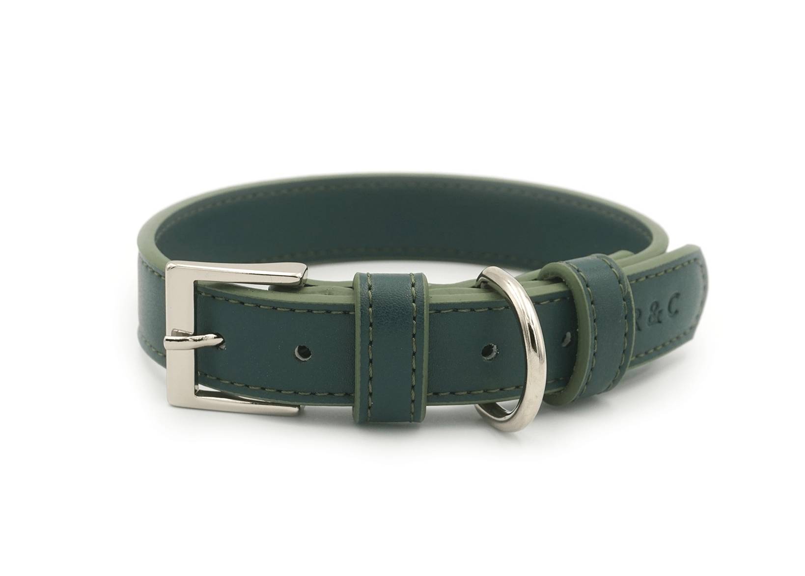 Green Leather Dog Collar