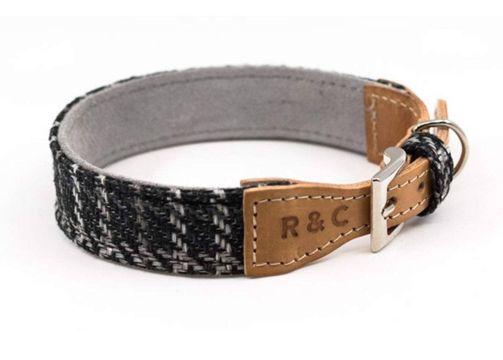 Tweed & Leather Dog Collar - Ascot