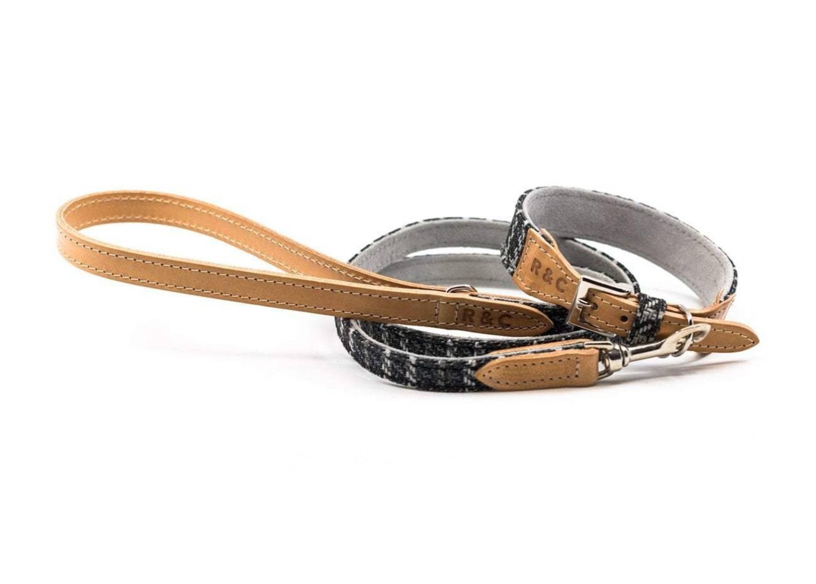 Tweed & Leather Dog Lead - Ascot